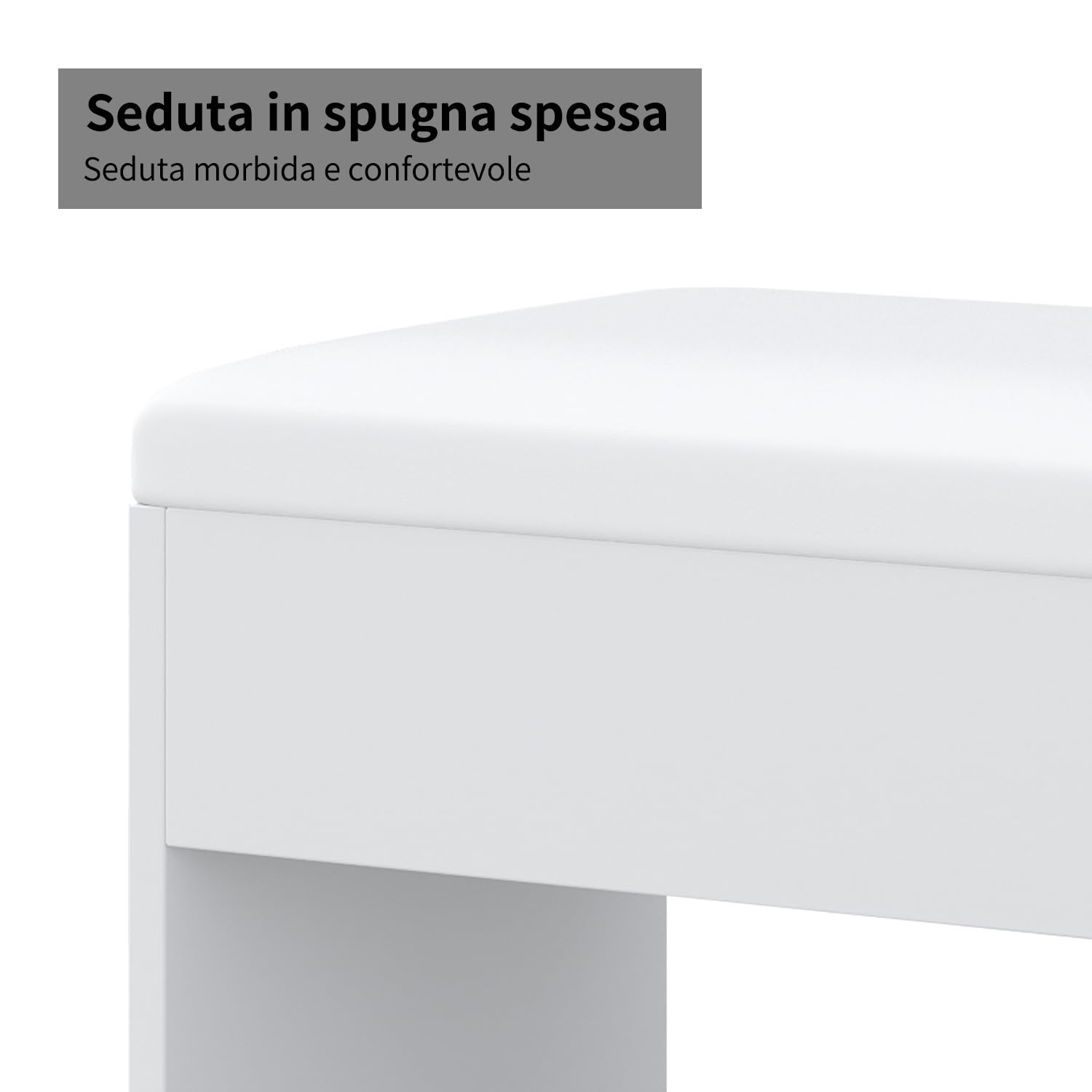 FUSOU Tavolo da toeletta con illuminazione, 94 cm, con specchio, 11 LED, 3 modalità di illuminazione, tavolo cosmetico con sedia per camera da letto, spogliatoio, studio, bianco