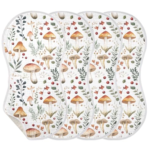 xigua Watercolor Forest Mushrooms Baby Burp Cloths for Newborn Boys and Girls 2 Pack, Soft & Absorbent Cotton Baby Burp Cloth, Baby Washcloths, Newborn Towel, Burp Rags3