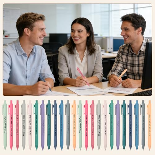 Xingch Lot de 24 Stylos à bille de motivation Stylo à bille avec recharge rétractable Imprimé Citations inspirantes Cadeau pour collègues, employés, camarades de classe, étudiants et famille – vue 3