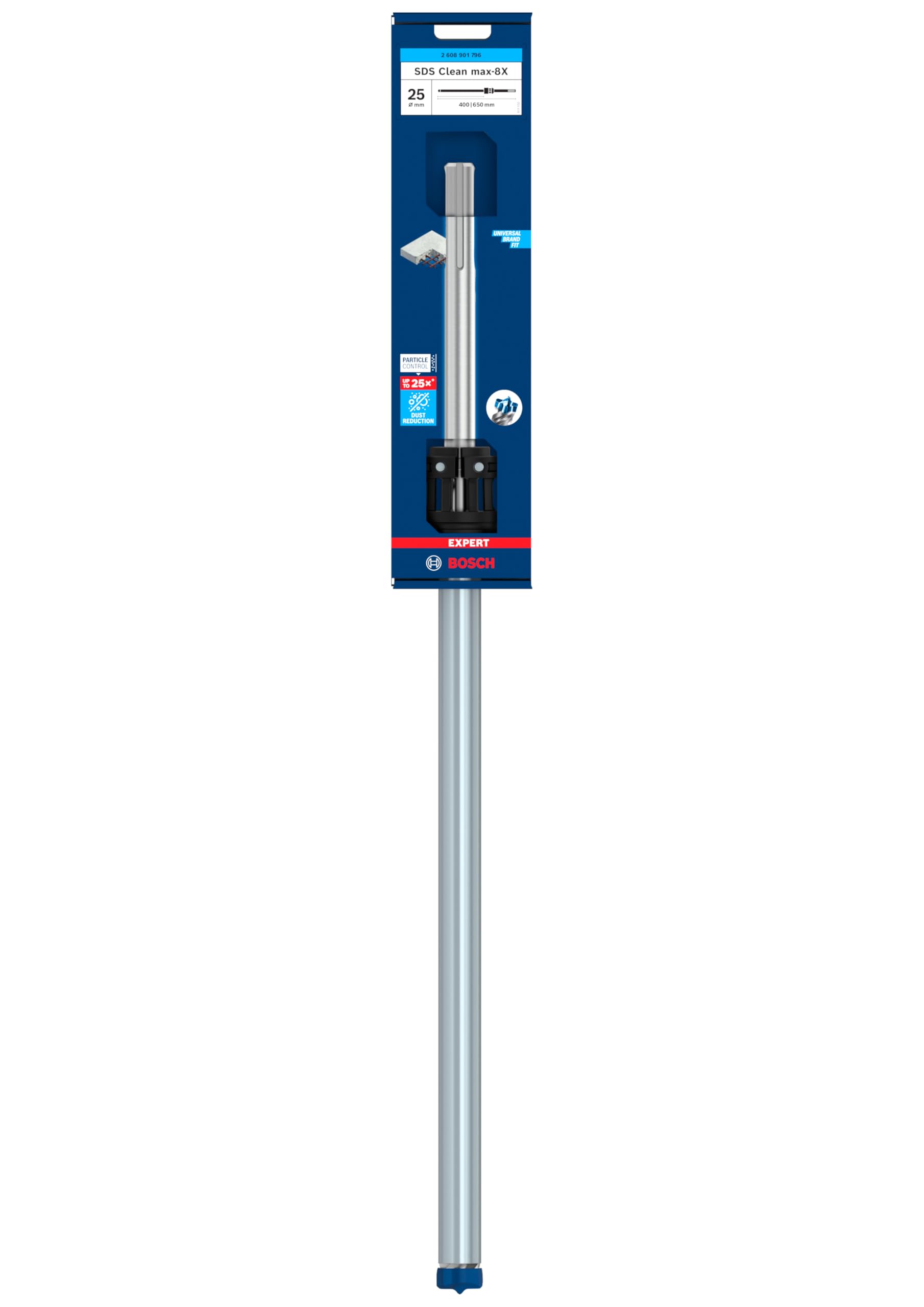 Bosch 1 x EXPERT SDS Clean max-8X wiertło udarowe do chemicznych kotwiczeń (Ø 25,00 mm, profesjonalne akcesoria do młotowiertarki)