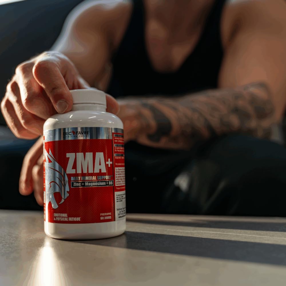 ZMA+ - Complément Hautement Dosé en Zinc Magnésium et Vitamine B6 - Métabolisme Energétique, Synthèse Protéique, Taux de Testostérone - Programme 60J - Eric Favre