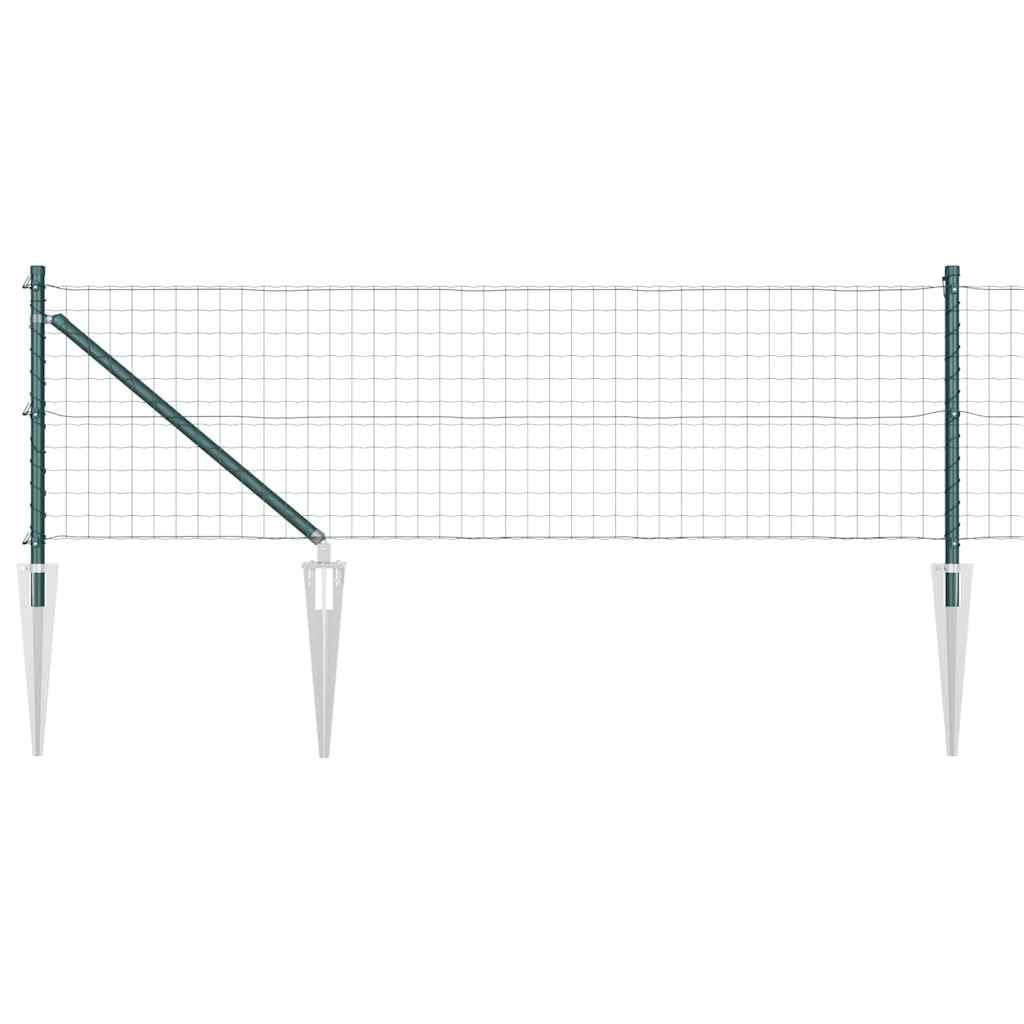 Green Steel PVC Garden Fence Panel Set 0.6 x 25 m with Posts Outdoor Boundary Barrier Weather Resistant for Pet Enclosure or Terrace Privacy Modern Design
