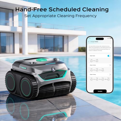 WYBOT C2 Vision Cordless Pool Vacuum, AI Camera Robotic Pool Cleaner with Smart Navigation Route, Powerful Suction, Full Floor to Waterline Cleaning for Inground Ground Pools, Gray Green by WYBOT - Image 5