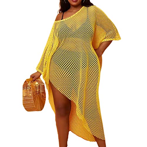 Women Plus Size Swimsuit Cover Up - Bathing Suit Bikini Crochet Swim Cover Up Plus Size Swim Beach Dress2