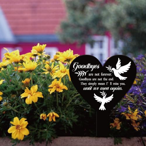 GLOBLELAND Heart Shaped Pigeon Garden Stake Memorial Remembrance Plaque Stake for Cemetery Acrylic Grave Stake Waterproof Sympathy Garden Stake for Yard Grave Cemetery - Image 4