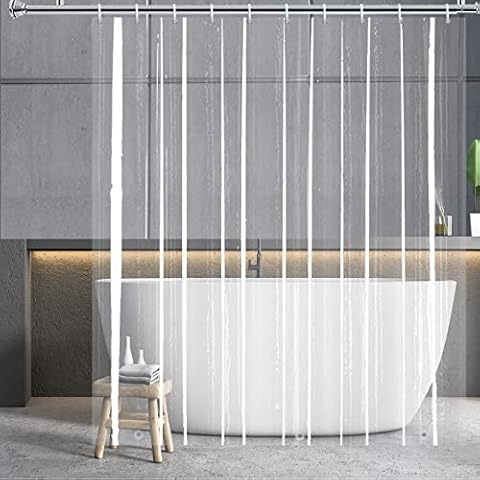 YISURE Duschvorhang Transparent Muster Stoff, PEVA Duschvorhang ÜBERLÄNGE Wasserdicht Cover