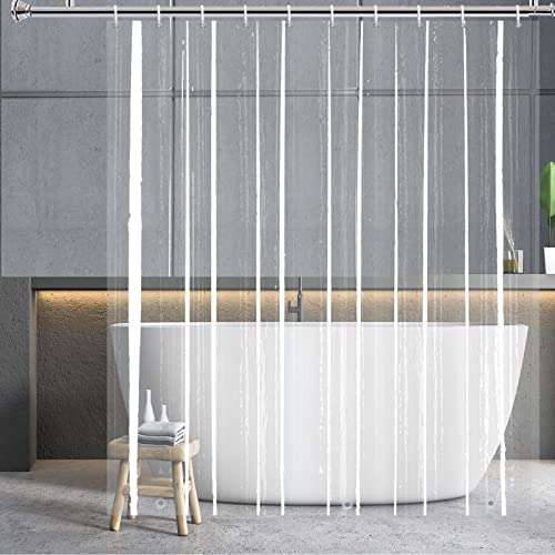 YISURE Cortina de Ducha de Tela Transparente, Cortina de Ducha de PEVA Impermeable con Dobladillo magnético, Ancho 200 x Alto 240cm