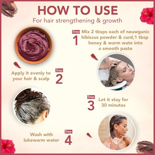 Image of Organic Hibiscus Powder (125gm) | Ayurvedic Herb for Hair Growth, Shine & Dandruff Control | Face Pack & Mask Ingredient | Pure Hibiscus Flower Powder | Pack Of 3