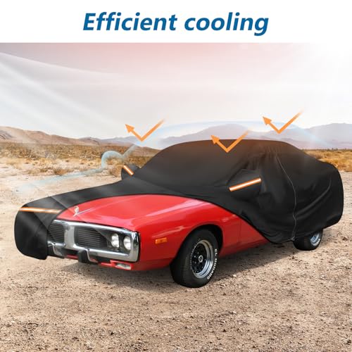 Image of Car Cover for Dodge Charger 1968-1974 210D Oxford Cloth and Cotton Lining | Waterproof Outdoor Full Car Covers with Zipper Windproof Heavy Duty All Weather with Wind, Sun, UV and Dust Protection