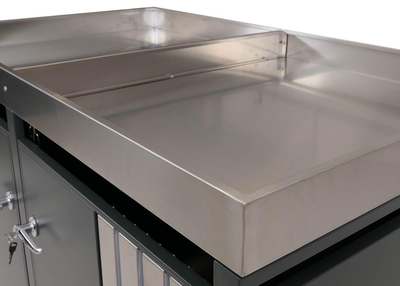 Mendler 2er-Mülltonnenverkleidung HWC-O67 - anthrazit Edelstahl | Mülltonnenbox, mit Pflanzkasten, Metall, 125x132x84cm, 55kg
