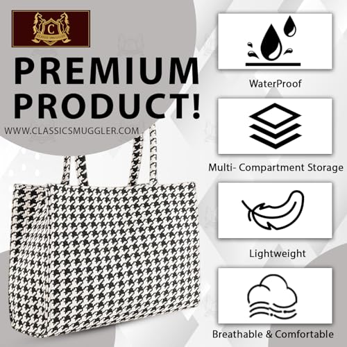 Image of Classic Smuggler Bag, Large Capacity Geometric Print Tote Bag for Women - Stylish Shoulder Handbag for Office, Shopping, and Daily Use | Lightweight & Durable Fabric Bag