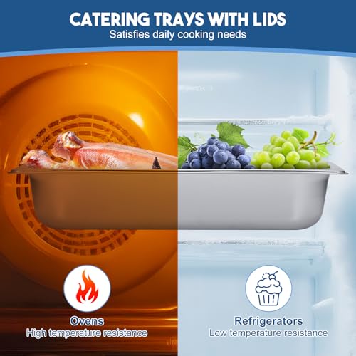 GN Behälter mit Deckel 1/3, Stapelbar Panierschalen Set 3-Teilig (32,5x17,5x6,5 CM), Langlebig Gastro Edelstahl Behälter mit Deckel (Dicke 8mm), Rostfestigkeit Panierstrasse für Panieren, Marinieren