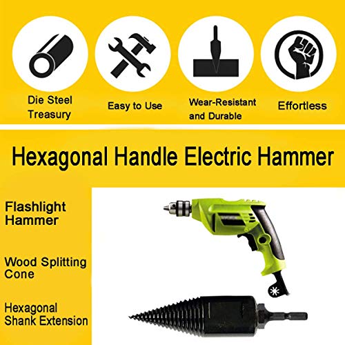 Log Splitter Wood Splitter Drill Bit Firewood Log Splitter Drill Bit, Log Splitter Wood Splitter Drill Bit, 32mm Wedge Screw Log Wood Splitter Drill Tool Used for Wood, Black (Small)