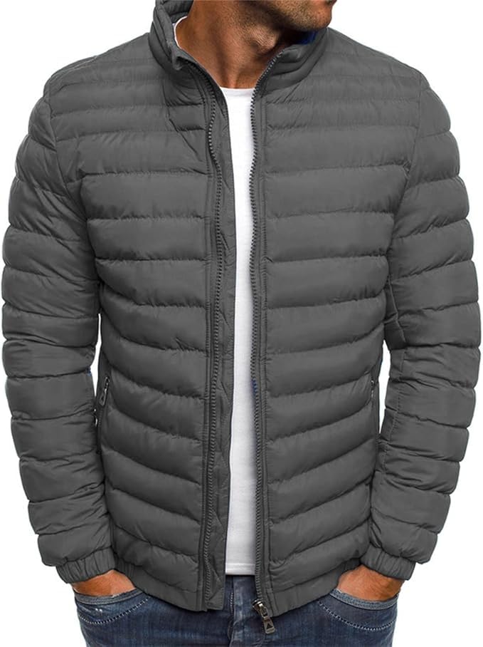 VNBUY Herren Jacke Winterjacke wasserdichte Steppjacke Reißverschluss lässige Bomberjacken warm gepolsterte Mäntel übergangsjacke Softshelljacke für Herren Einfarbig Jacket