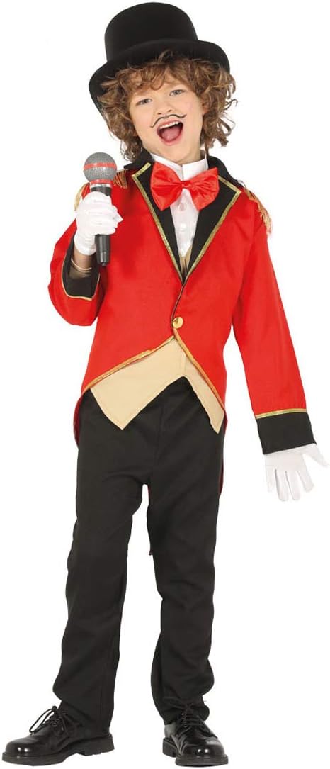Amakando Estilizado Uniforme Director de Circo para niño/Rojo 7-9 años, 127-132 cm/Disfraz de Circo domador de león para niño/El Punto Alto para Carnaval Infantil y Fiesta temática