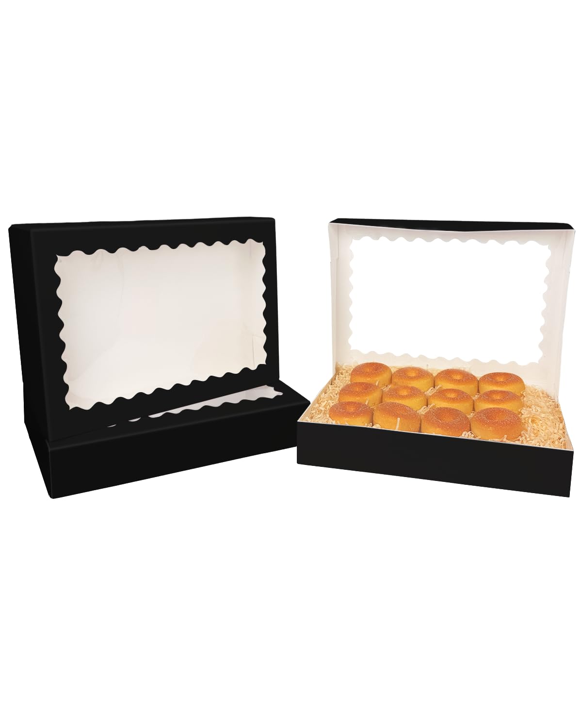 Gcardist Auto-pop Up Black 35.6x25.4x6.4cm 6Pcs Cookie Box with Window Pastry Macaron Bakery Box For Packaging (14x10x2.5 inch) - Image 4