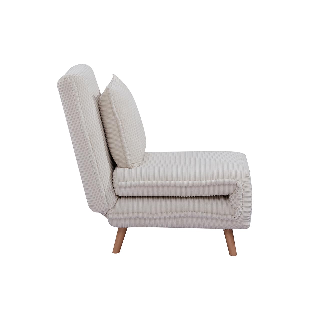 EVERGREENWEB - Poltrona Letto trasformabile | Poltrona letto con Materasso singolo e cuscino imbottito | Divanetto clic clac con Schienale Regolabile 1 posto con gambe in legno | Bianco |Velvet 80