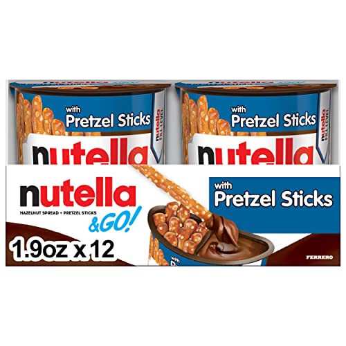 Nutella & GO! Bulk 12 Pack, Hazelnut And Cocoa Spread With Pretzel Sticks, Stocking Stuffer ​Holiday Treat, Snack Cups, 1.9 Oz Each