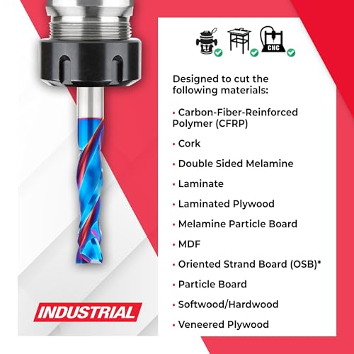 Image of Amana Tool Spektra Extreme Tool Life Coated Solid Carbide CNC Compression Spiral Router Bit, 46199-K, 1 /2 D x 2 CH x 1 /2 Shank x 4 Inch Long