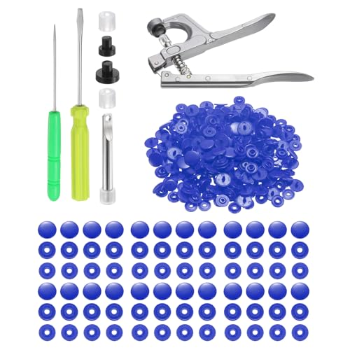Boutons-pression T3 en résine bleue sourcing map pour couture et bavoirs x200