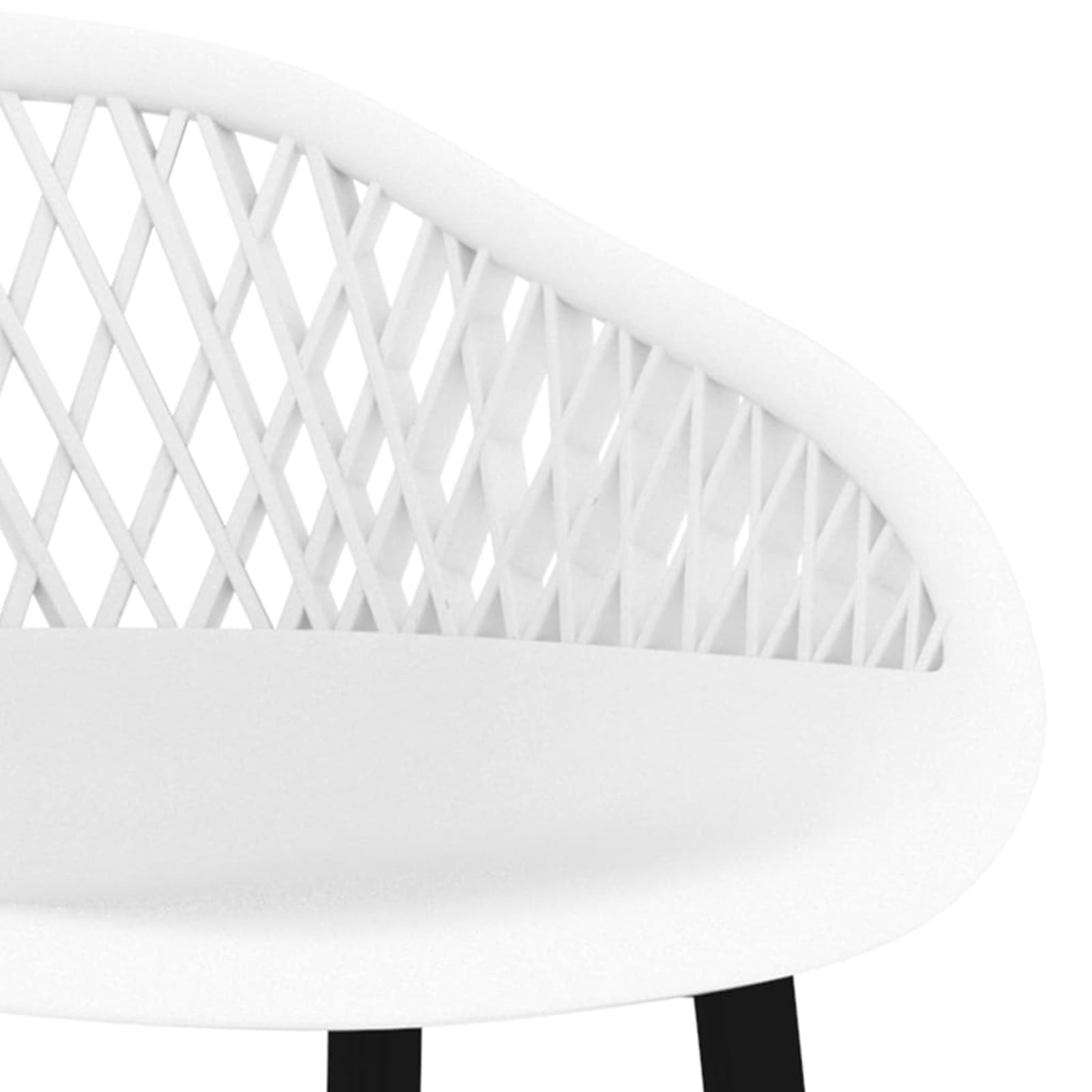 Stołek barowy 2 szt. – ergonomiczne siedzisko z oparciem z siatki, polipropylen i malowany proszkowo metal, 48 x 47,5 x 95,5 cm, wysokość siedziska 74,5 cm, do lady barowej i wyspy kuchennej