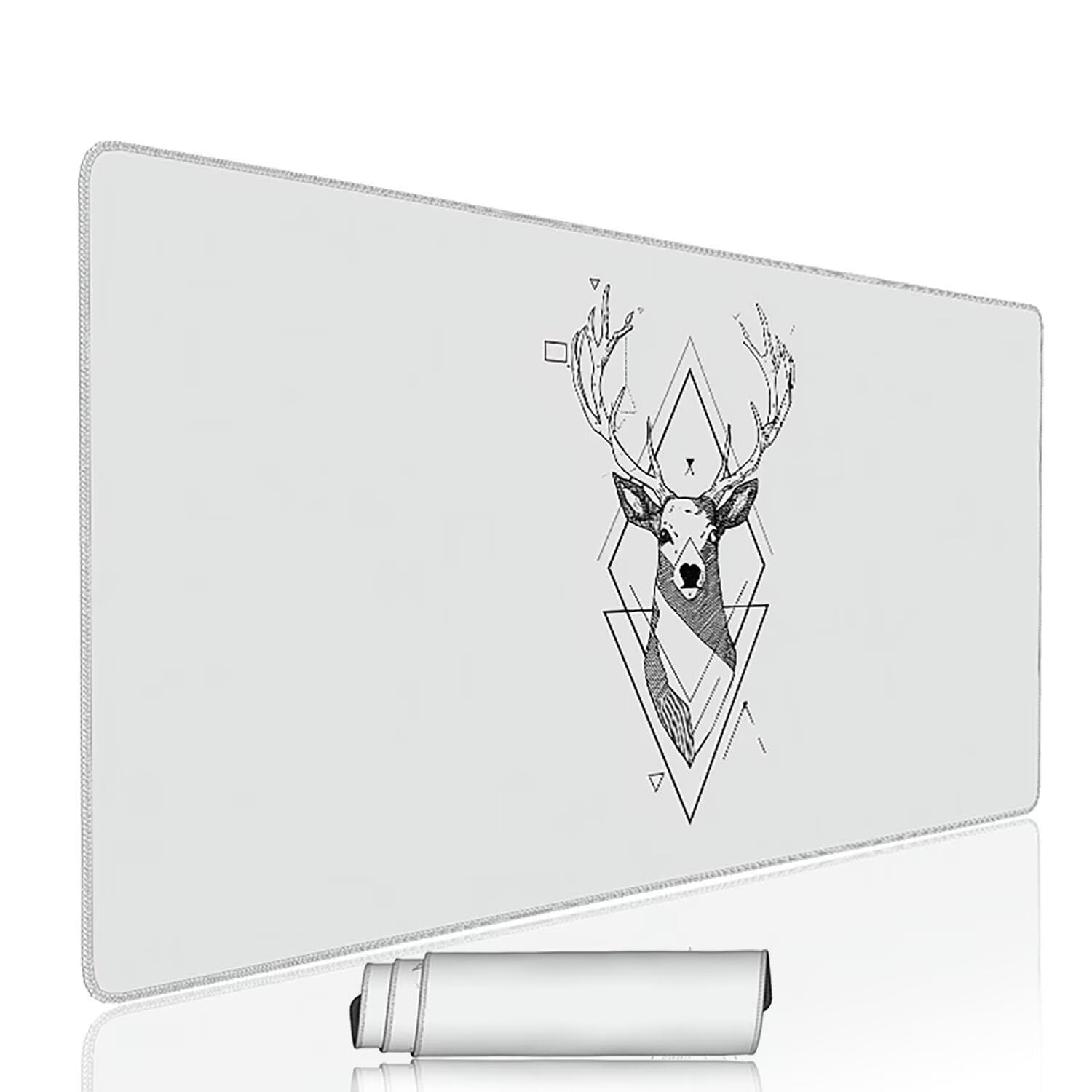 Biała podkładka pod mysz pod mysz pod mysz do gier XXL 1400 x 600 x 3 mm podkładka pod mysz gumowa jeleń duża podkładka pod mysz dla graczy wodoodporne akcesoria PC, do klawiatury laptopa w-7068