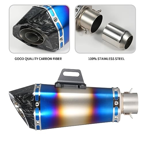 Aumotop 1.5-2in Inlet Motorcycle Exhaust Muffler Pipes Slip on Silencer Carbon Fiber Style Tail Tube High Temperature Resistant for Motorcycle ATV Dirt Bike - Thumbnail 2
