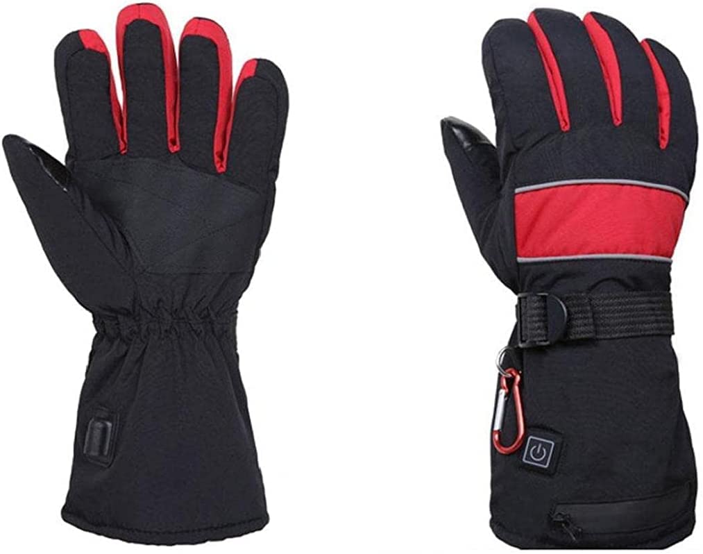 CHEWYNP Guanti da Sci riscaldati Guanti riscaldati Caldi Guanti Touch Screen Ricaricabili con Dita Intere con Caricabatterie Batteria per Sci Invernale Pattinaggio Neve Campeggio Escursion