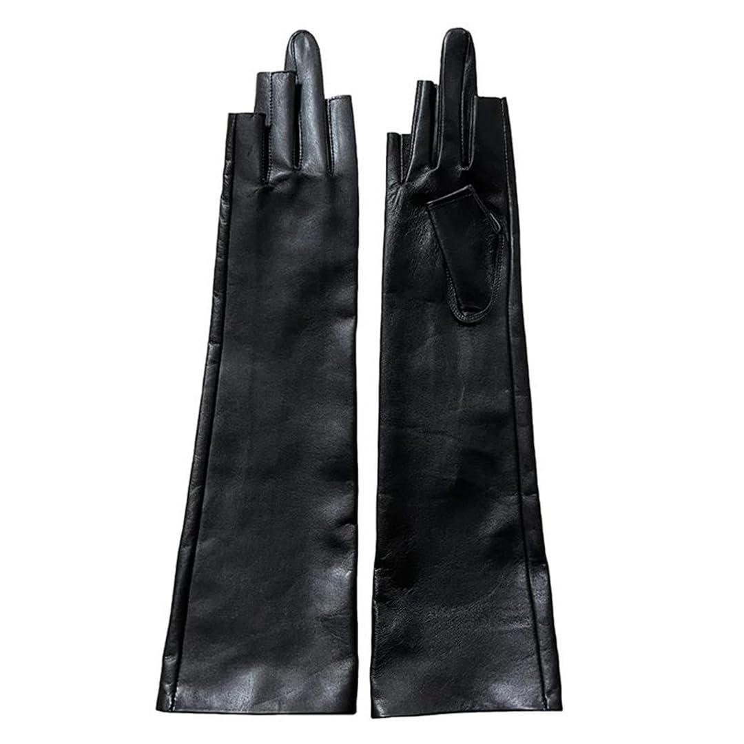 Kelsiop Damen Lange Lederhandschuhe Schaffell Mode Warm Winter Elegant Weich Gefüttert Fäustlinge