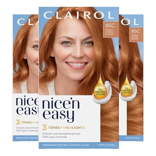 Clairol Nice'n Easy Permanent Hair Dye, 8SC Medium Copper Blonde Hair Color, Pack of 3