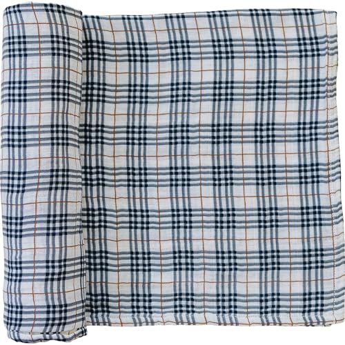 Image of Mebie Baby Vintage Plaid Muslin Swaddle, Modern and Neutral Swaddle Blanket for Baby Girl or Boy, Soft Baby Blankets, Newborn Swaddle Blanket, 0-3 Month, Comfy Wrap, Baby Essentials & Gifts