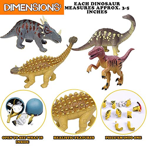 Liberty Imports 12 Pack - 3D Dinosaur Puzzle In Jurassic Egg Educational Assembly Kit - Ideal Kids Dino Figure Party Favors Bulk Supplies #TOP5