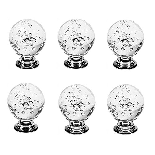 FBSHOP(TM) 6 Stück Transparent Bubbles Ball Kristallglas Möbelgriffe Türknöpfe Möbelknopf Knäufe Tür der Schublade ,Schrank , Kleiderschrank Cover