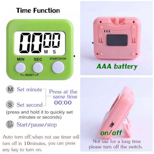 2-Pack-Silent-Non-ticking-Battery-Operated-Shower-Timer-Digital-Timer-with-Waterproof-Bag-Small-Size-Kitchen-Timer-with-Magnet-and-Back-Stand-GreenPink
