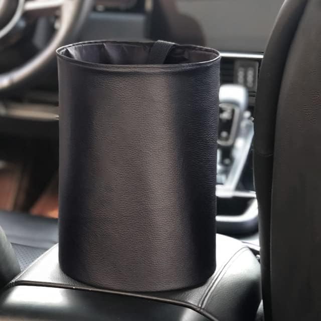 Interior AUTO - Car Folding Trash Can Auto Interior Garbage Storage Organizer Waterproof Portable Dustbin Universal Car Rubbish Container (black)