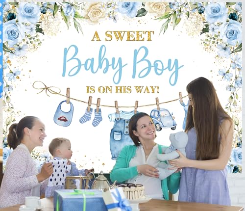 Fondo para Baby Shower Azul 210x150 cm miniatura 4