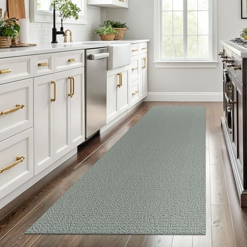 EARTHALL Washable Runner Rug 3x8 Ft Non Slip Runners for Hallways Wide Cotton Rubber Backed Kitchen Runner Braided Indoor Floor Carpet for Entryway, Hallway, Kitchen, Bedroom, Green/Grey by EARTHALL - Image 5