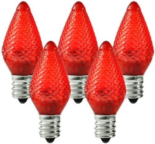 C7 LED - Red - Faceted Finish - Candelabra Base - Christmas Lights - 25 Pack