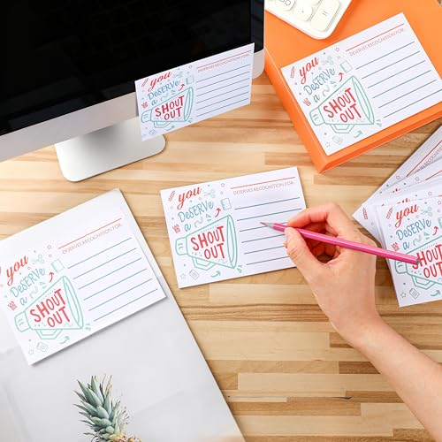 12 pads 300 sheets positive shout out cards self sticky note pads for employee staff colleague teacher student appreciation recognition reward card for bulletin board christmas office favors