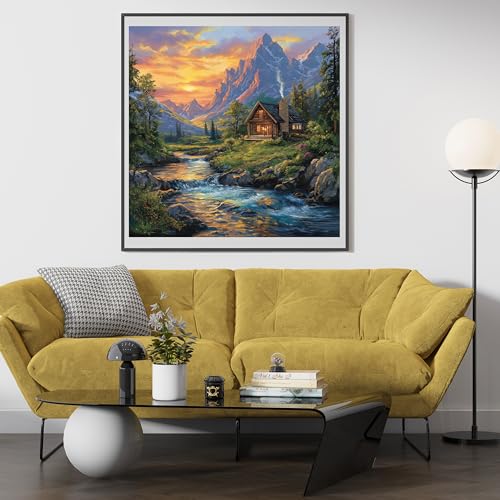Image of Moohue DIY Counted Stamped Cross Stitch Kits for Adults 14 Count Cross Stitch Patterns Printed Cross Stitch Kits for Adults (Landscape)