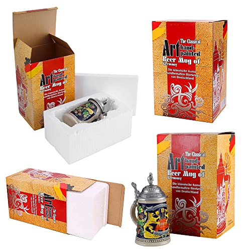 0.5L Beer Stein With Matel Pewter Lid Stanley Steel Germany Oktoberfest Tankard Eagle Bierkrug Drinking Glass Horn Coffee Mug Stine Christmas Ornaments Cup Broeder Horse Portawrap Thermos #TOP2