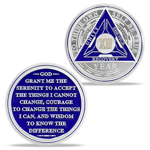 Image of Imasoner 12 Year Sobriety Coin Alcoholics Anonymous Medallion Sobriety Chip Anniversary Token Recovery Gift