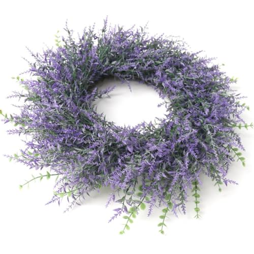 Coronas de puerta de lavanda con flores artificiales de alta resistencia 7
