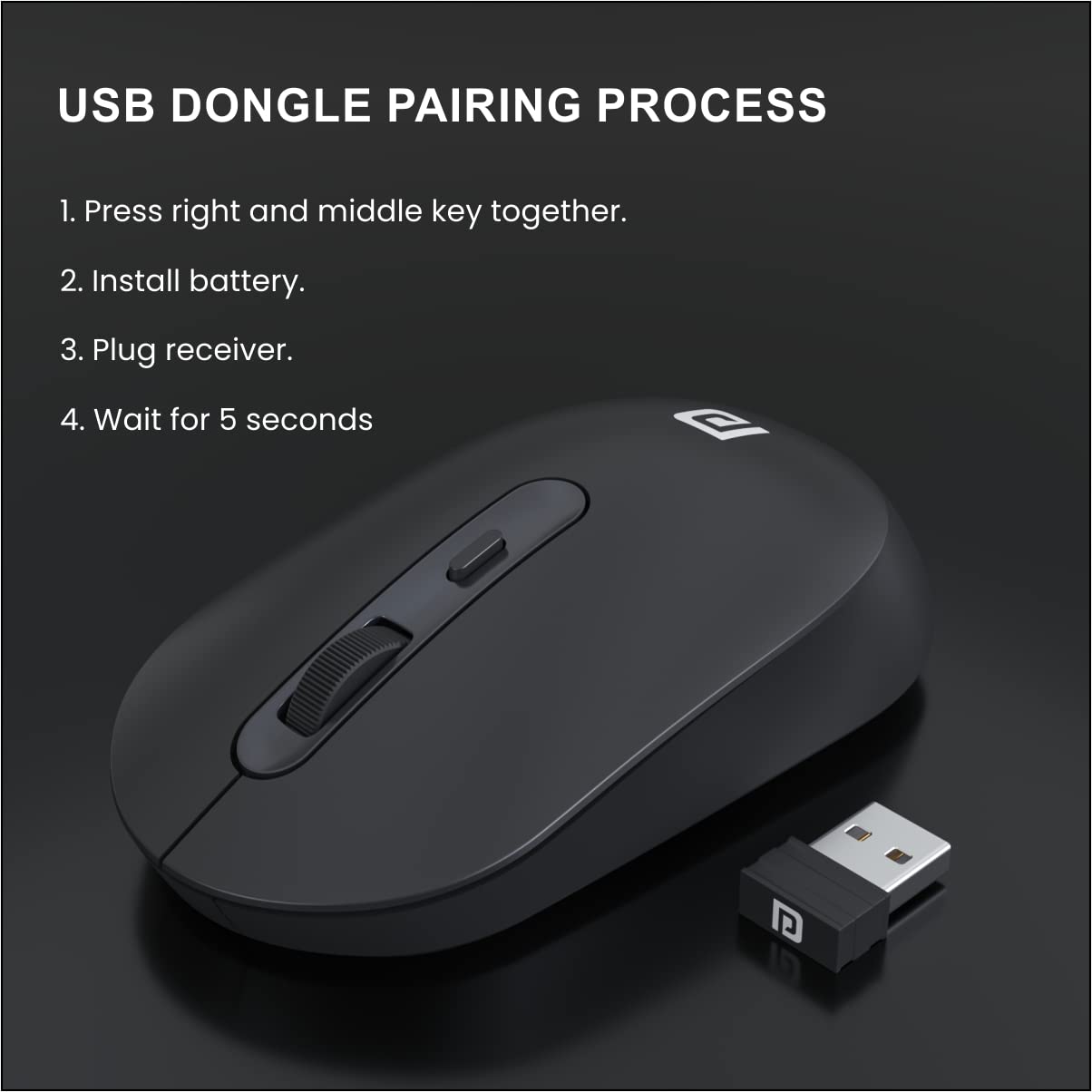 USB Dongle Pairing Process for Portronics Toad 13 Wireless Mouse