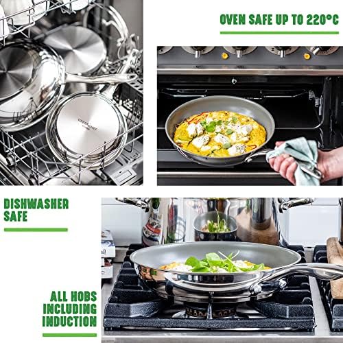 GreenChef Profile Plus Non-Stick 20cm Frying Pan, Stainless Steel, PFAS Free, Silver