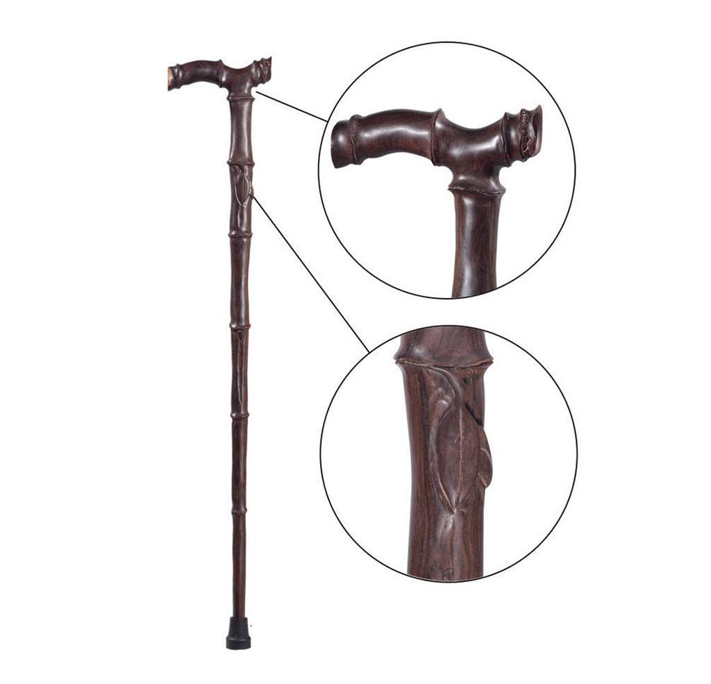 Muleta Bastón De Madera Roja Madera Maciza Ébano Tallado En Madera Bambú, Muleta De 90 Cm-11.19