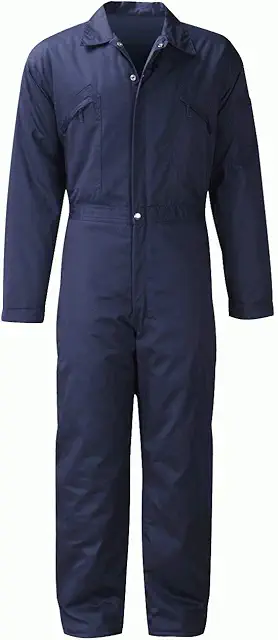 Men's Insulated Thermal Quilted Boilersuit Coverall with Pockets - Black