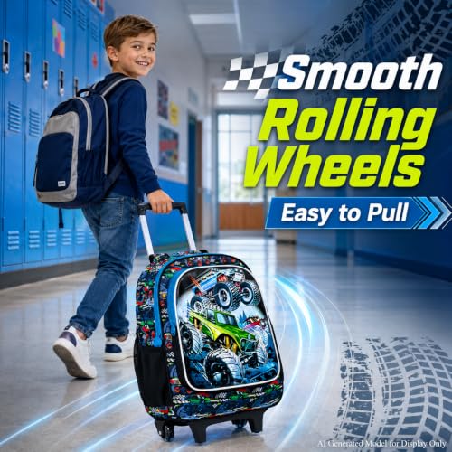 Image of CCJPX Rolling Backpack for Boys, Kids Roller School Bag with Wheels Toddler Wheeled Bookbag Elementary