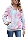 iWoo Chaqueta de forro polar para mujer con estilo informal y con capucha de algodón de manga larga para mujer (azul rosa teñido anudado, XXL)