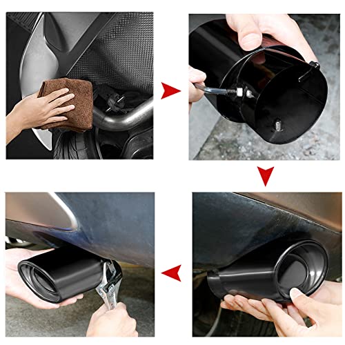Image of Dsycar Universal Stainless Steel Car Exhaust Tail Muffler Tip Pipe - Adjustable Car Decoration Exhaust Tips (Straight-Black)